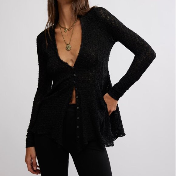 Free People Tops - FREE PEOPLE Janey Lace Top / Black
